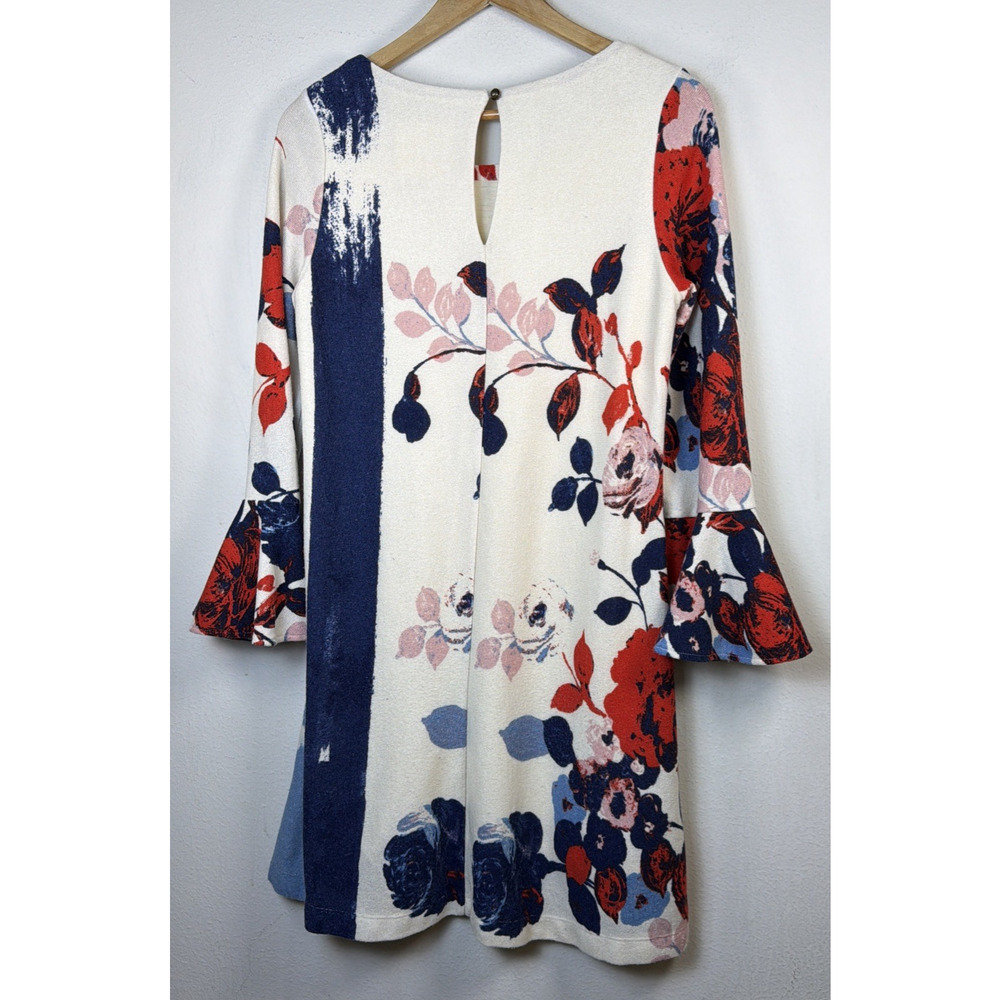 Maeve womens medium Anthropologie Knit Floral Swing Dress Bell Sleeve Floral - Picture 6 of 11